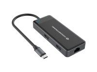 Conceptronic DONN14G, Kabelgebunden, USB 3.2 Gen 1 (3.1 Gen 1) Type-C, 100 W, 1000 Mbit/s, Grau, 5 Gbit/s