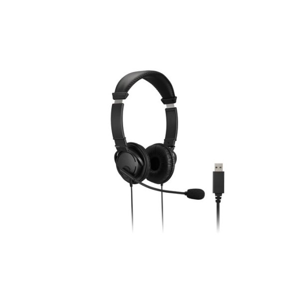 Kensington Classic USB-A Headset mit Mikrofon und Lautstärkeregler, Kabelgebunden, Büro/Callcenter, Kopfhörer, Schwarz