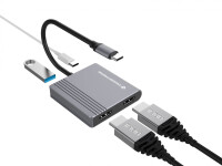 Conceptronic DONN13G, Kabelgebunden, USB 3.2 Gen 1 (3.1 Gen 1) Type-C, 100 W, Grau, 5 Gbit/s, 4K Ultra HD