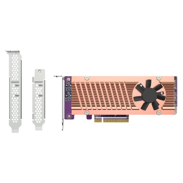 QNAP QM2-2P-384A, PCIe, M.2, PCIe 3.0, Braun, Grau, NAS / Storage server, Aktiv