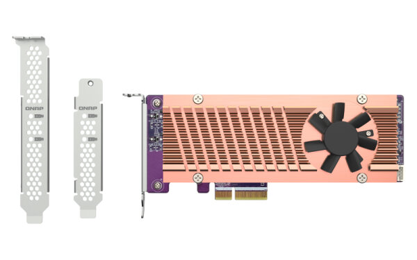 QNAP QM2-2P-344A, PCIe, M.2, PCIe 3.0, Braun, Grau, NAS / Storage server, Aktiv