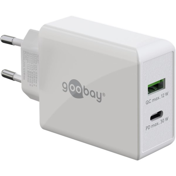 Goobay Dual USB-C PD Power Delivery Schnellladegerät 30 W 61674