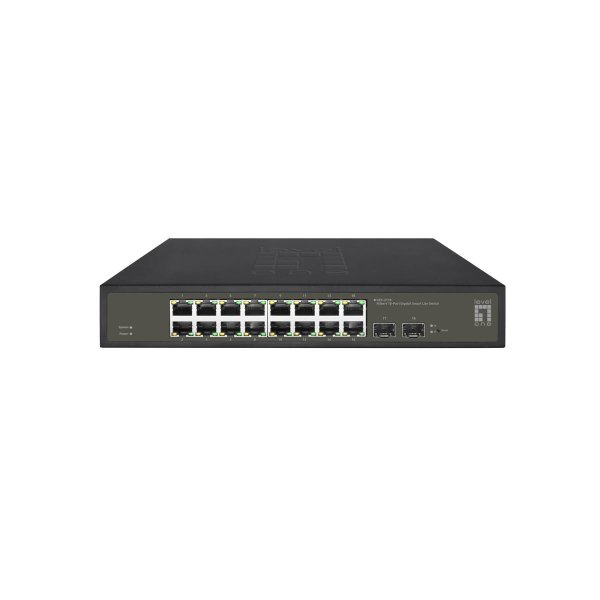 LevelOne Hilbert 18-Port Gigabit Smart Lite Switch, 16 x Gigabit RJ45, 2 x Gigabit SFP, Managed, L2, Gigabit Ethernet (10/100/1000), Rack-Einbau