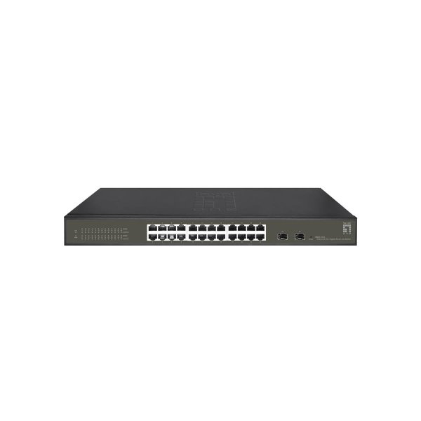 LevelOne Hilbert 26-Port Gigabit Smart Lite Switch, 24 x Gigabit RJ45, 2 x Gigabit SFP, Managed, L2, Gigabit Ethernet (10/100/1000), Vollduplex, Rack-Einbau