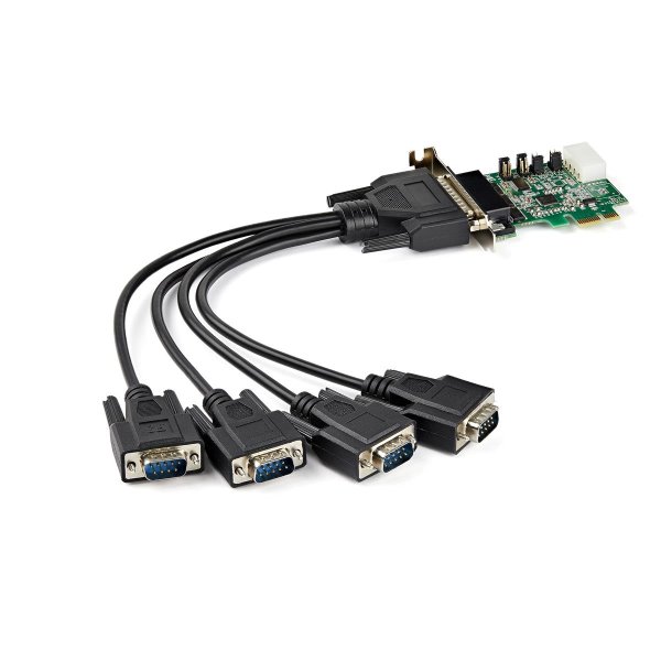 StarTech.com 4 Port Serielle PCI Express RS232 Adapter Karte - PCIe Serielle Host Controller Karte - PCIe zu Seriell DB9 - 16950 UART - Niedrig Profil Erweiterungskarte - Windows & Linux, PCIe, Seriell, PCIe 1.1, Grün, 214358 h, CE, FCC