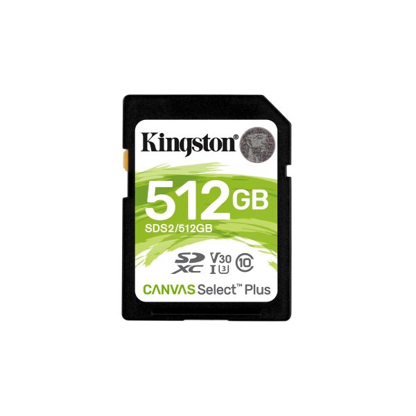 Kingston 512GB SDXC Canvas Select Plus 100R C10 UHS-I U3 V30, 512 GB, SDXC, Klasse 10, UHS-I, 100 MB/s, 85 MB/s