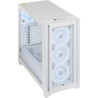 Corsair iCUE 4000D RGB, Midi Tower, PC, Weiß, ATX, EATX, micro ATX, Mini-ITX, Kunststoff, Stahl, Gehärtetes Glas, 17 cm