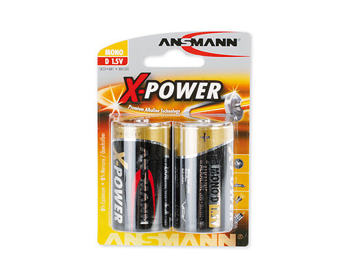 Ansmann Mono D, Einwegbatterie, Alkali, 1,5 V, 2 Stück(e), Schwarz, 33 mm