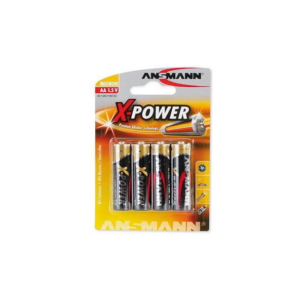 Ansmann Mignon / AA / LR6 x4, Einwegbatterie, AA, Alkali, 1,5 V, 4 Stück(e), Schwarz