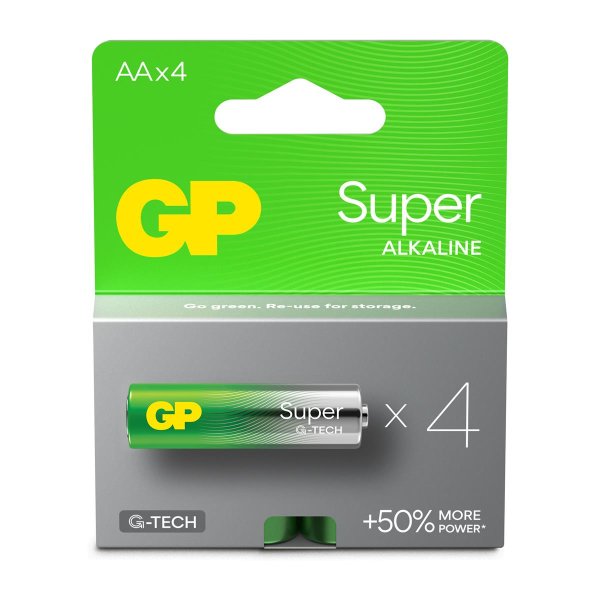 GP Battery Super Alkaline GP15A, Einwegbatterie, AA, LR06, Alkali, 1,5 V, 4 Stück(e), Cd (cadmium), Hg (Quecksilber)