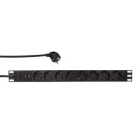 LogiLink PDU8C02, Standard, 1U, Aluminium, Schwarz, 8...