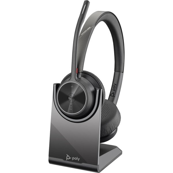 HP POLY VOYAGER 4320-M Microsoft Teams-zertifiziertes Headset mit Ladestation, Kabellos, Anrufe/Musik, 162 g, Kopfhörer, Schwarz