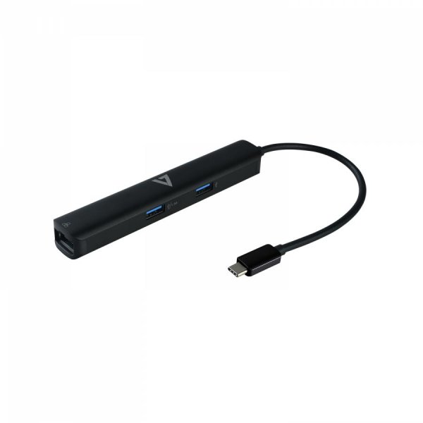 V7 UCMINIDOCK-PT, Andocken, USB 3.2 Gen 1 (3.1 Gen 1) Type-C, 100 W, 10,100,1000 Mbit/s, Schwarz, 5 Gbit/s