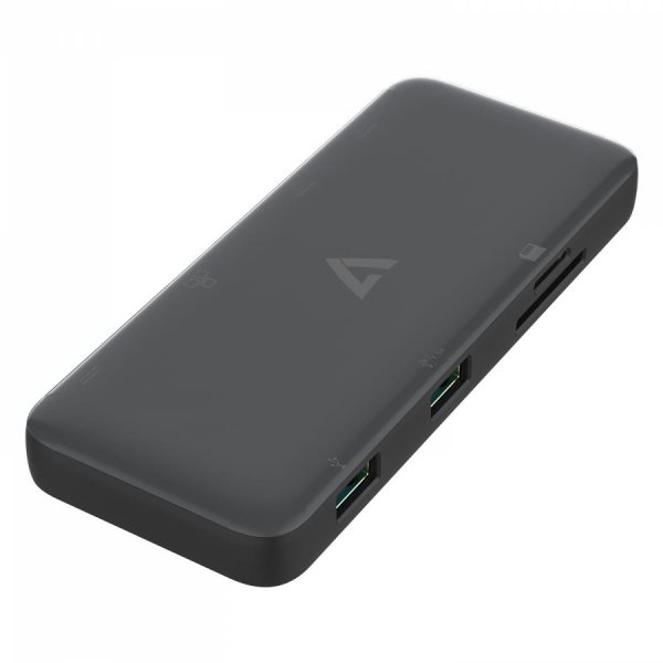 V7 UCMINIDOCKDUAL-PT, Andocken, USB 3.2 Gen 1 (3.1 Gen 1) Type-C, 100 W, 10,100,1000 Mbit/s, Schwarz, MicroSD (TransFlash), SD