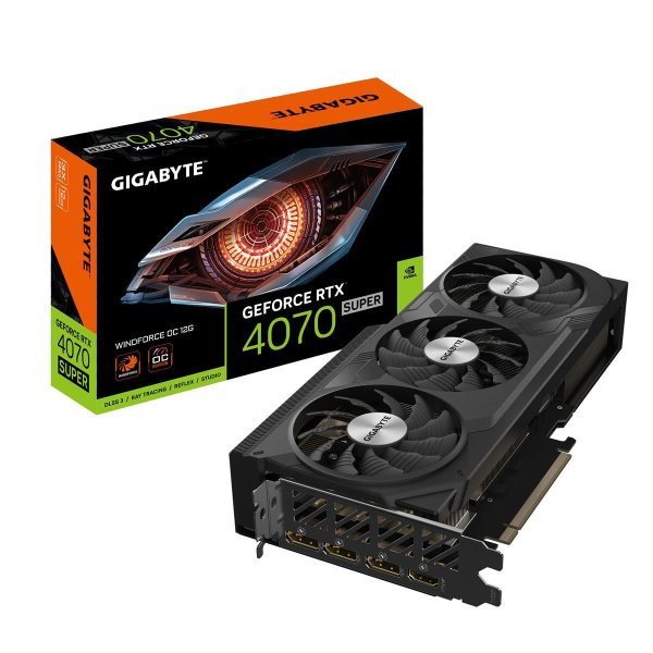 Gigabyte GeForce RTX 4070 SUPER WINDFORCE OC 12G, GeForce RTX 4070 SUPER, 12 GB, GDDR6X, 192 Bit, 7680 x 4320 Pixel, PCI Express 4.0