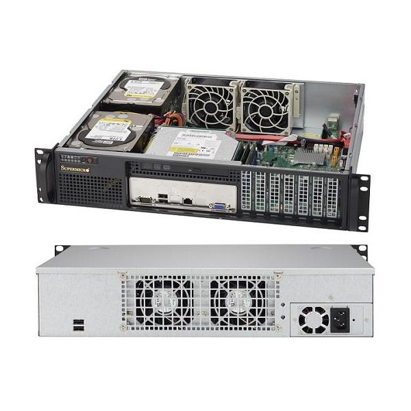 Supermicro SuperChassis 523L-505B, 2U, Server, Schwarz, ATX, Aktivität, HDD, Leistung, Stromausfall, System, 500 W