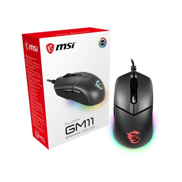 MSI Clutch GM11, Linkshändig, Optisch, USB Typ-A, 5000 DPI, Schwarz