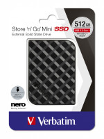 Verbatim Store n Go Mini SSD USB 3.2 Gen 1 512 GB Schwarz, 512 GB, Micro-USB B, 3.2 Gen 1 (3.1 Gen 1), Schwarz