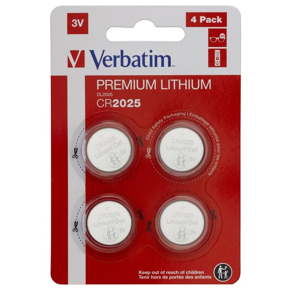 Verbatim CR2025, Einwegbatterie, CR2025, Lithium, 3 V, 4 Stück(e), Silber