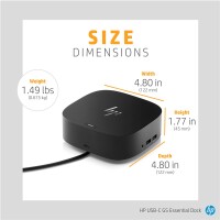 HP USB-C G5 Essential Dock, Kabelgebunden, USB 3.2 Gen 1 (3.1 Gen 1) Type-C, Schwarz, HP, Business, USB