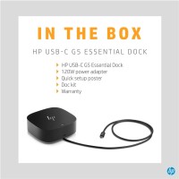 HP USB-C G5 Essential Dock, Kabelgebunden, USB 3.2 Gen 1 (3.1 Gen 1) Type-C, Schwarz, HP, Business, USB