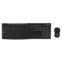 Logitech Wireless Combo MK270, Volle Größe (100%), Kabellos, USB, QWERTY, Schwarz, Maus enthalten