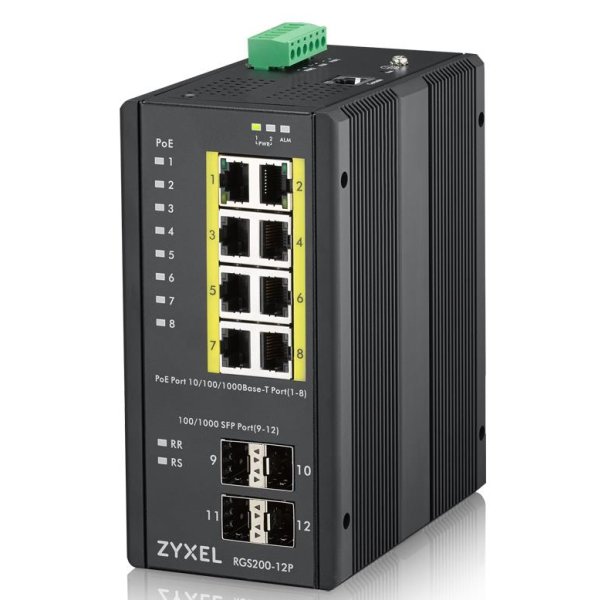 ZyXEL RGS200-12P, Managed, L2, Gigabit Ethernet (10/100/1000), Power over Ethernet (PoE), Rack-Einbau, Wandmontage