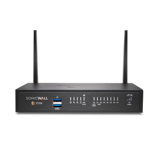 SonicWALL TZ370W, 3 Gbit/s, 1,3 Gbit/s, 1500 Mbit/s, TCP/IP, UDP, ICMP, HTTP, HTTPS, IPSec, ISAKMP/IKE, SNMP, DHCP, PPPoE, L2TP, PPTP, RADIUS, Verkabelt & Kabellos, 1000 Mbit/s