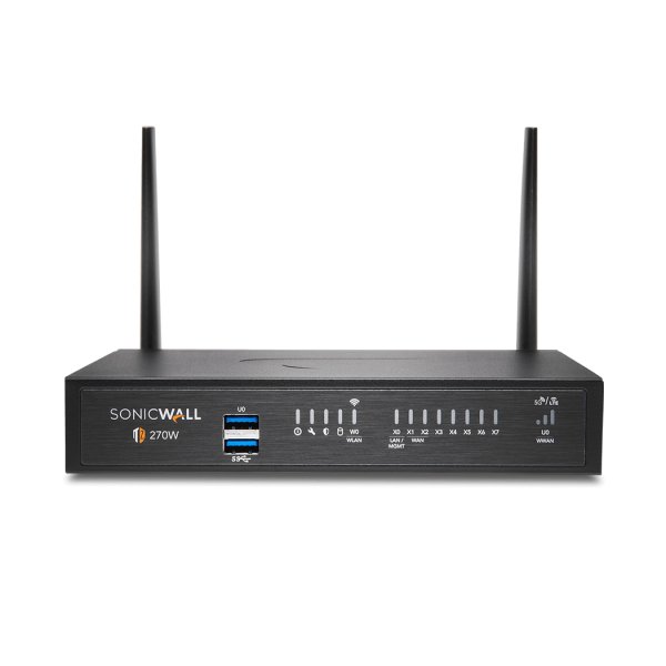 SonicWALL TZ270W, 2 Gbit/s, 0,75 Gbit/s, 1000 Mbit/s, TCP/IP, UDP, ICMP, HTTP, HTTPS, IPSec, ISAKMP/IKE, SNMP, DHCP, PPPoE, L2TP, PPTP, RADIUS, Kabellos, 1000 Mbit/s