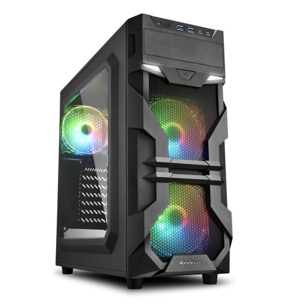 Sharkoon VG7-W RGB, Midi Tower, PC, Schwarz, ATX, micro ATX, Mini-ATX, Acryl, Multi