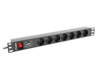 Lanberg PDU-07F-0200-IEC-BK, 1U, Horizontal, Schwarz, 7 AC-Ausgänge, Typ F, C14-Koppler