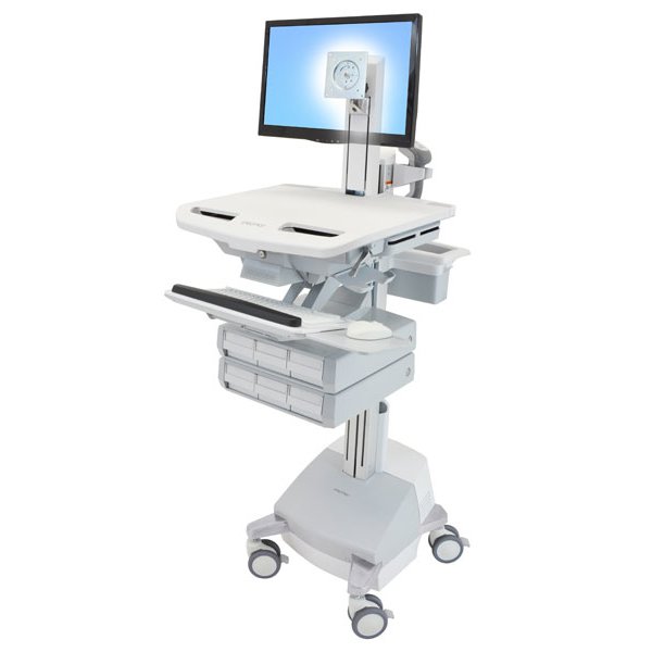 Ergotron StyleView, Multimedia-Wagen, Aluminium, Grau, Weiß, Aluminium, Kunststoff, Zink Stahl, Flachbildschirm, 16,8 kg, 61 cm (24")