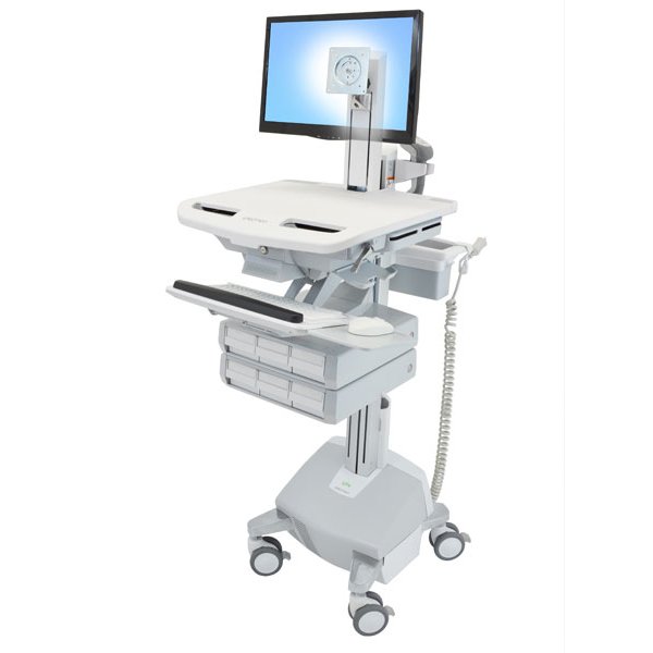 Ergotron StyleView, Multimedia-Wagen, Aluminium, Grau, Weiß, Aluminium, Kunststoff, Zink Stahl, Flachbildschirm, 15 kg, 61 cm (24")