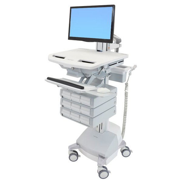 Ergotron StyleView, Multimedia-Wagen, Aluminium, Grau, Weiß, Aluminium, Kunststoff, Zink Stahl, Flachbildschirm, 16,8 kg, 61 cm (24")