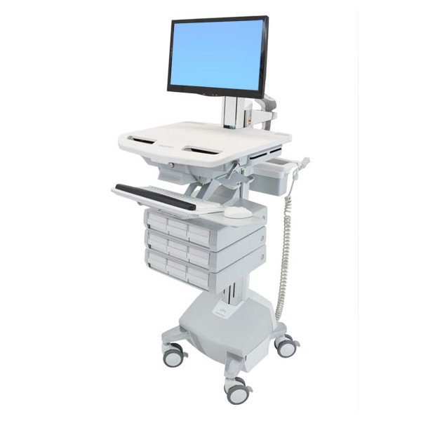 Ergotron StyleView, Multimedia-Wagen, Aluminium, Grau, Weiß, Aluminium, Kunststoff, Zink Stahl, Flachbildschirm, 15 kg, 61 cm (24")