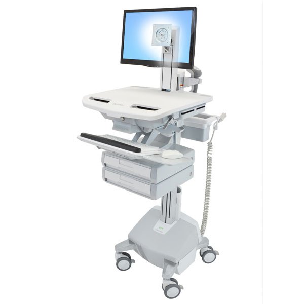 Ergotron StyleView, Multimedia-Wagen, Aluminium, Grau, Weiß, Aluminium, Kunststoff, Zink Stahl, Flachbildschirm, 15,9 kg, 61 cm (24")