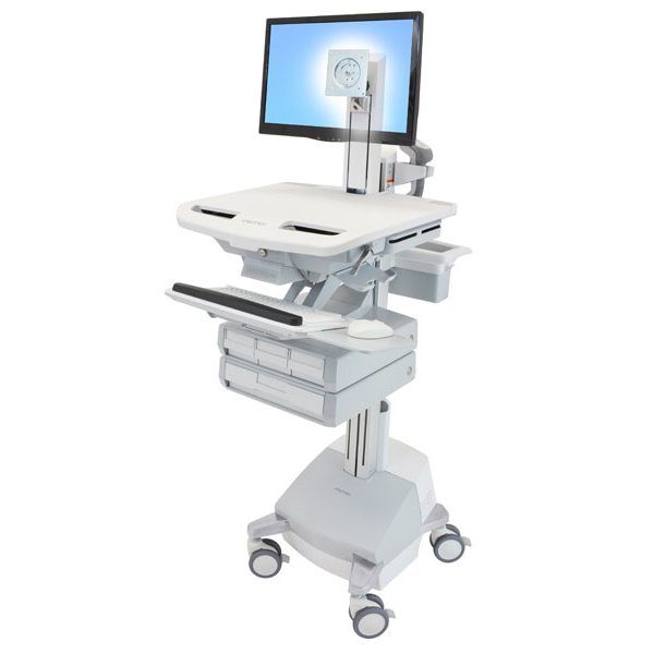 Ergotron StyleView, Multimedia-Wagen, Aluminium, Grau, Weiß, Aluminium, Kunststoff, Zink Stahl, Flachbildschirm, 17,3 kg, 61 cm (24")