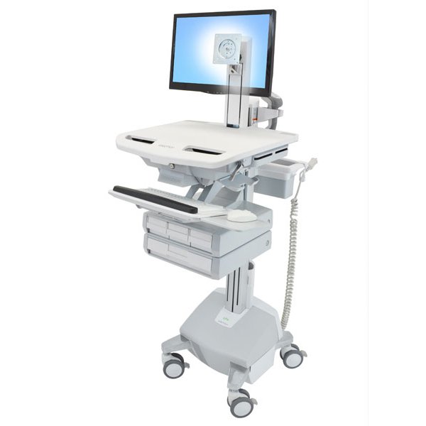 Ergotron StyleView, Multimedia-Wagen, Aluminium, Grau, Weiß, Aluminium, Kunststoff, Zink Stahl, Flachbildschirm, 15,4 kg, 61 cm (24")