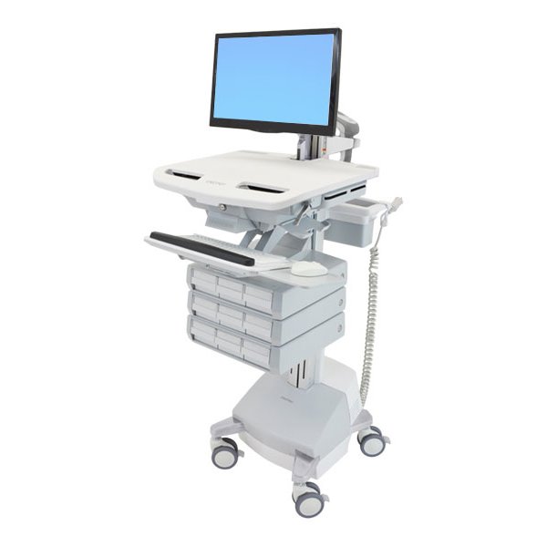 Ergotron StyleView, Multimedia-Wagen, Aluminium, Grau, Weiß, Aluminium, Kunststoff, Zink Stahl, Flachbildschirm, 16,8 kg, 61 cm (24")