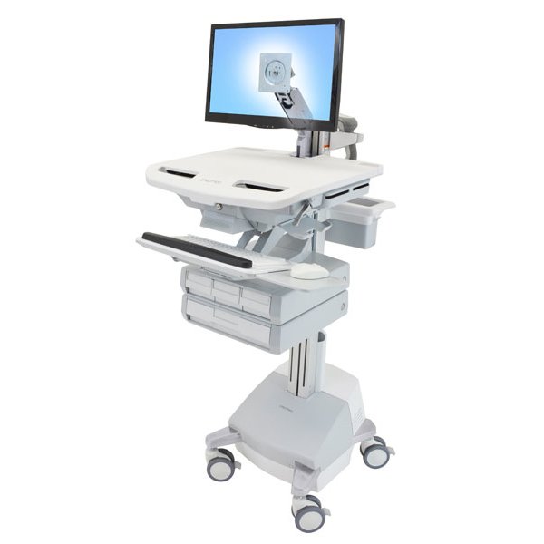 Ergotron StyleView, Multimedia-Wagen, Aluminium, Grau, Weiß, Aluminium, Kunststoff, Zink Stahl, Flachbildschirm, 17,3 kg, 61 cm (24")