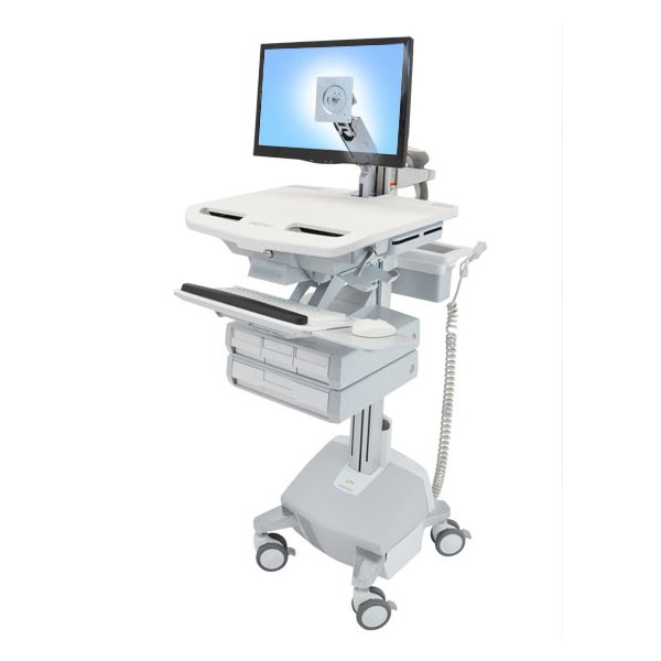 Ergotron StyleView, Multimedia-Wagen, Aluminium, Grau, Weiß, Aluminium, Kunststoff, Zink Stahl, Flachbildschirm, 15,9 kg, 61 cm (24")