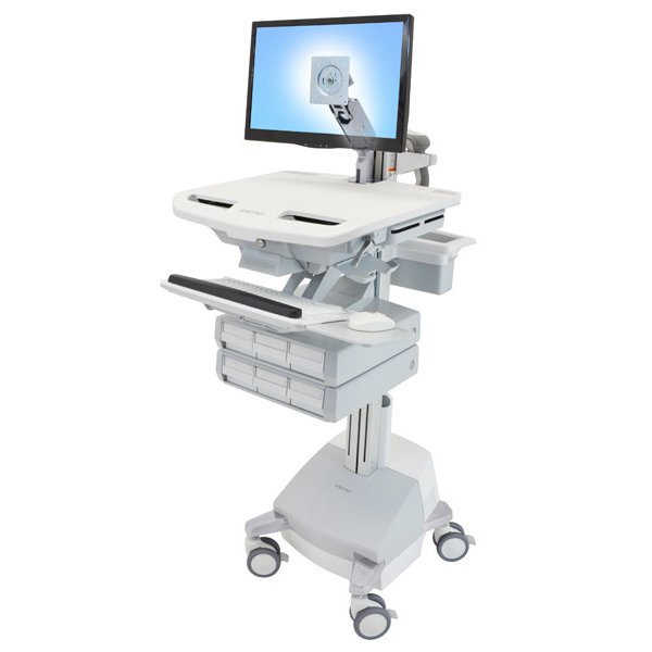 Ergotron StyleView, Multimedia-Wagen, Aluminium, Grau, Weiß, Aluminium, Kunststoff, Zink Stahl, Flachbildschirm, 16,8 kg, 61 cm (24")