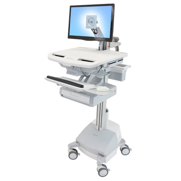 Ergotron StyleView, Multimedia-Wagen, Aluminium, Grau, Weiß, Aluminium, Kunststoff, Zink Stahl, Flachbildschirm, 16,8 kg, 61 cm (24")