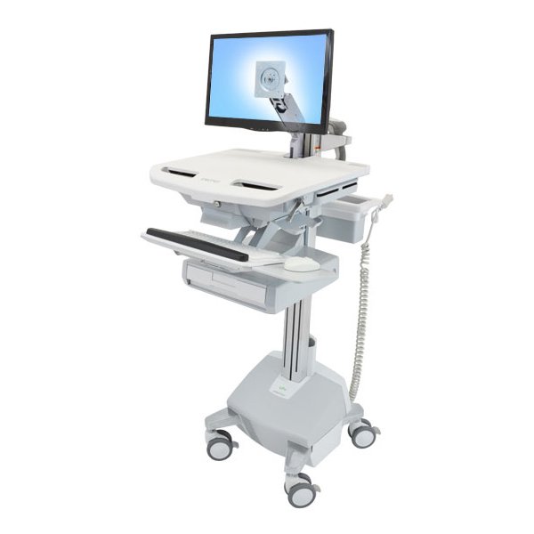 Ergotron StyleView, Multimedia-Wagen, Aluminium, Grau, Weiß, Aluminium, Kunststoff, Zink Stahl, Flachbildschirm, 15 kg, 61 cm (24")