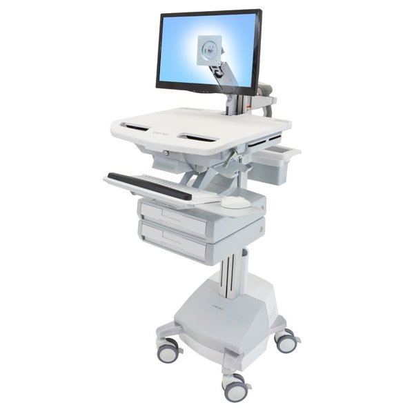 Ergotron StyleView, Multimedia-Wagen, Aluminium, Grau, Weiß, Aluminium, Kunststoff, Zink Stahl, Flachbildschirm, 17,7 kg, 61 cm (24")