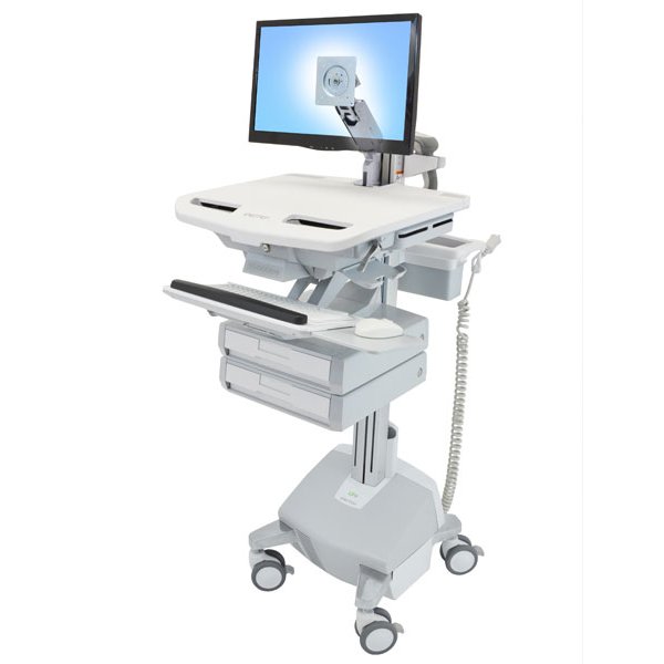 Ergotron StyleView, Multimedia-Wagen, Aluminium, Grau, Weiß, Aluminium, Kunststoff, Zink Stahl, Flachbildschirm, 15,9 kg, 61 cm (24")