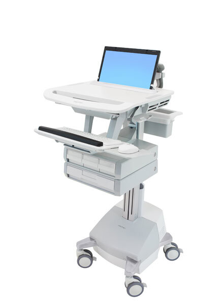 Ergotron StyleView, Multimedia-Wagen, Aluminium, Grau, Weiß, Aluminium, Kunststoff, Zink Stahl, Laptop, 9,5 kg, 43,9 cm (17.3")