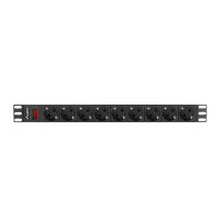 Lanberg PDU-09F-0300-BK, Standard, 1U, Horizontal,...