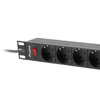 Lanberg PDU-09F-0300-BK, Standard, 1U, Horizontal, Aluminium, Kunststoff, Schwarz, Grau, 9 AC-Ausgänge