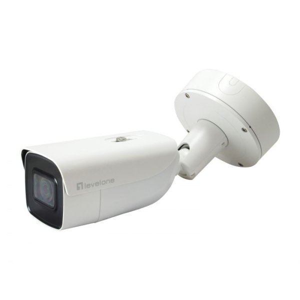 LevelOne Gemini Zoom IP Camera, 8-MP, H.265, 802.3at, Poe, IR LEDs, Indoor/Outdoor, Two-Way Audio, IP-Sicherheitskamera, Innen & Außen, Kabelgebunden, Boden / Wand, Weiß, Geschoss